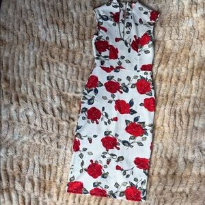 Almost Famous Red and White Floral Midi Dress